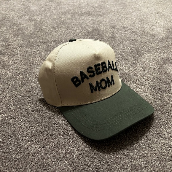 Accessories - Baseball Mom Two-Tone Cap - Olive Brim, Cream Crown
